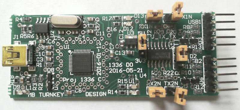 USB to 2x UART with phase shifting for debugging